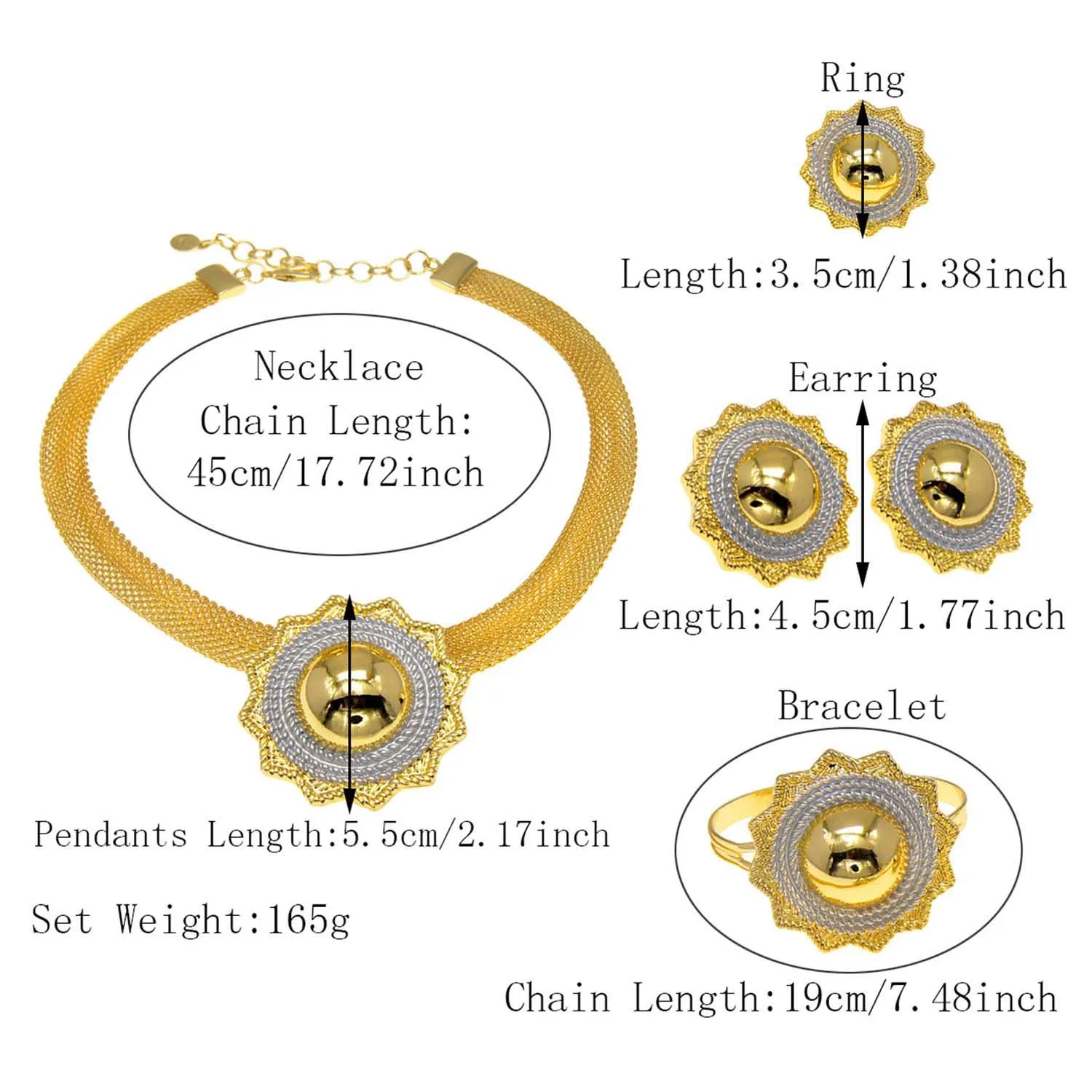 Women Necklace Dubai Gold Plated Jewelry Set Simple Round Earrings Open Bracelet Fees Nigeria Wedding Jewelry Women Gifts