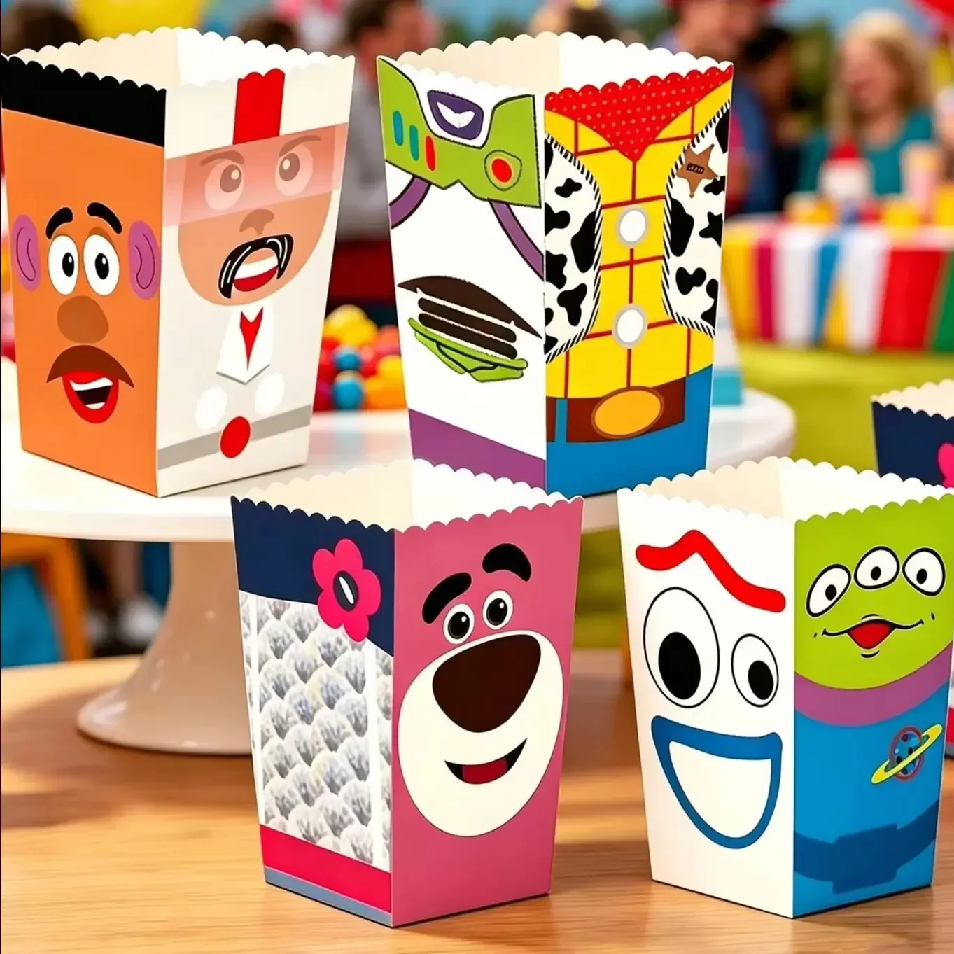 12pcs Disney Toy Story disposable meal boxes that can hold popcorn, snacks, french fries, party gift packaging boxes，Sticker