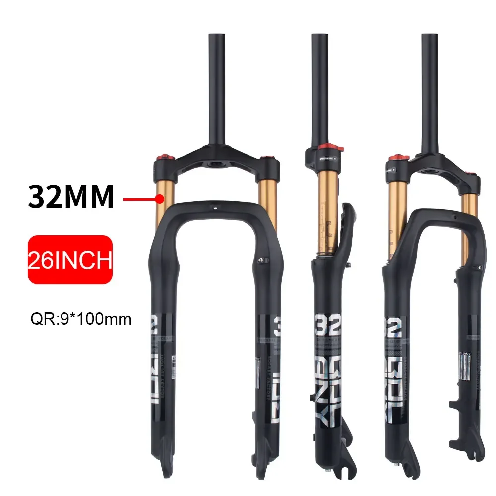 BOLANY Snow Bike rim Suspension fork 20/26inch Aluminum Alloy Air pressure Quick Release Bicycle Fork for fatbike 26x4\