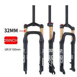 BOLANY Snow Bike rim Suspension fork 20/26inch Aluminum Alloy Air pressure Quick Release Bicycle Fork for fatbike 26x4