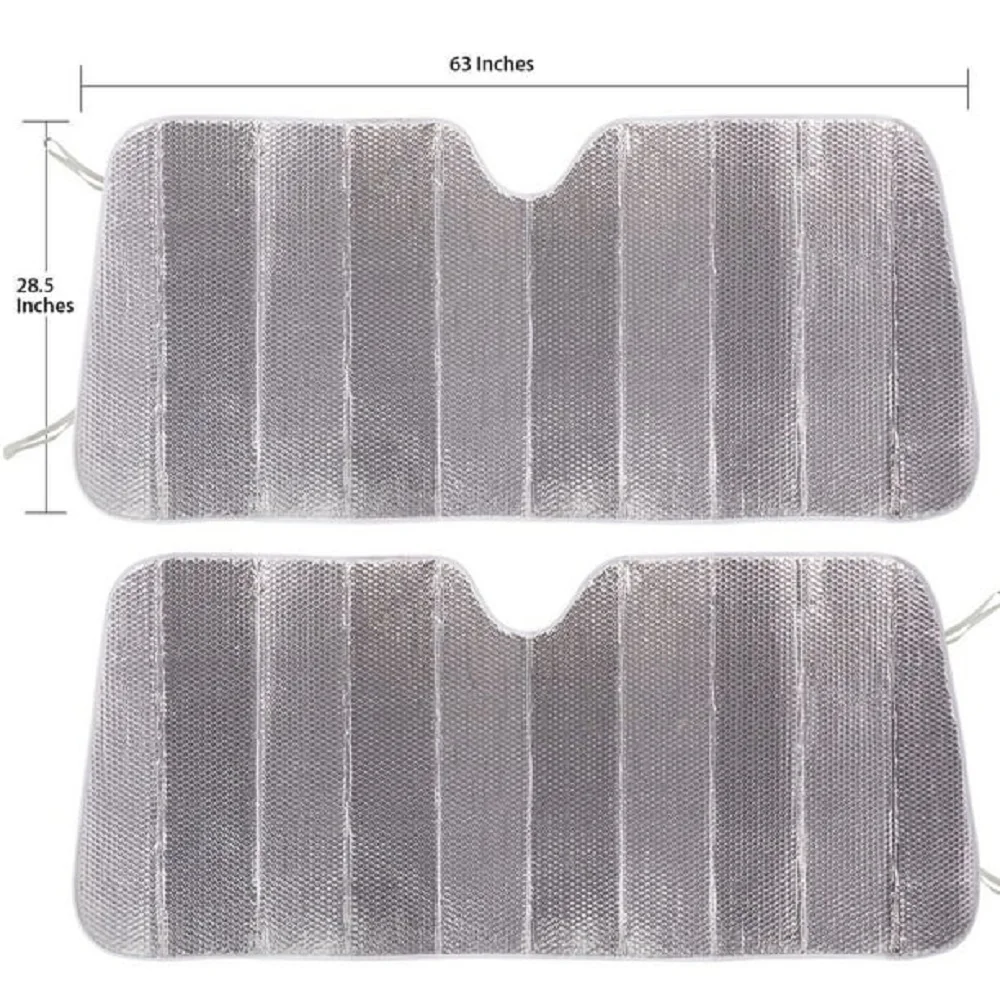 Автомобильный Универсальный серебристый солнцезащитный козырек гармошкой на лобовое стекло, 63 дюйма x 28,5 дюйма