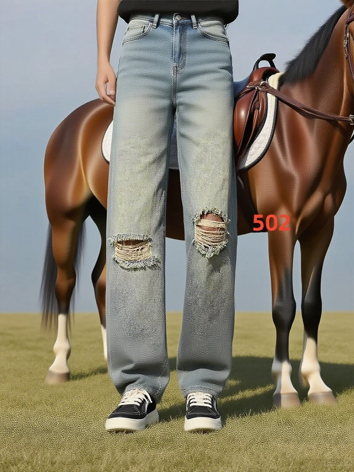 Summer jeans men's denim pants men's ripped wide leg pants street wear washed retro loose casual denim pants