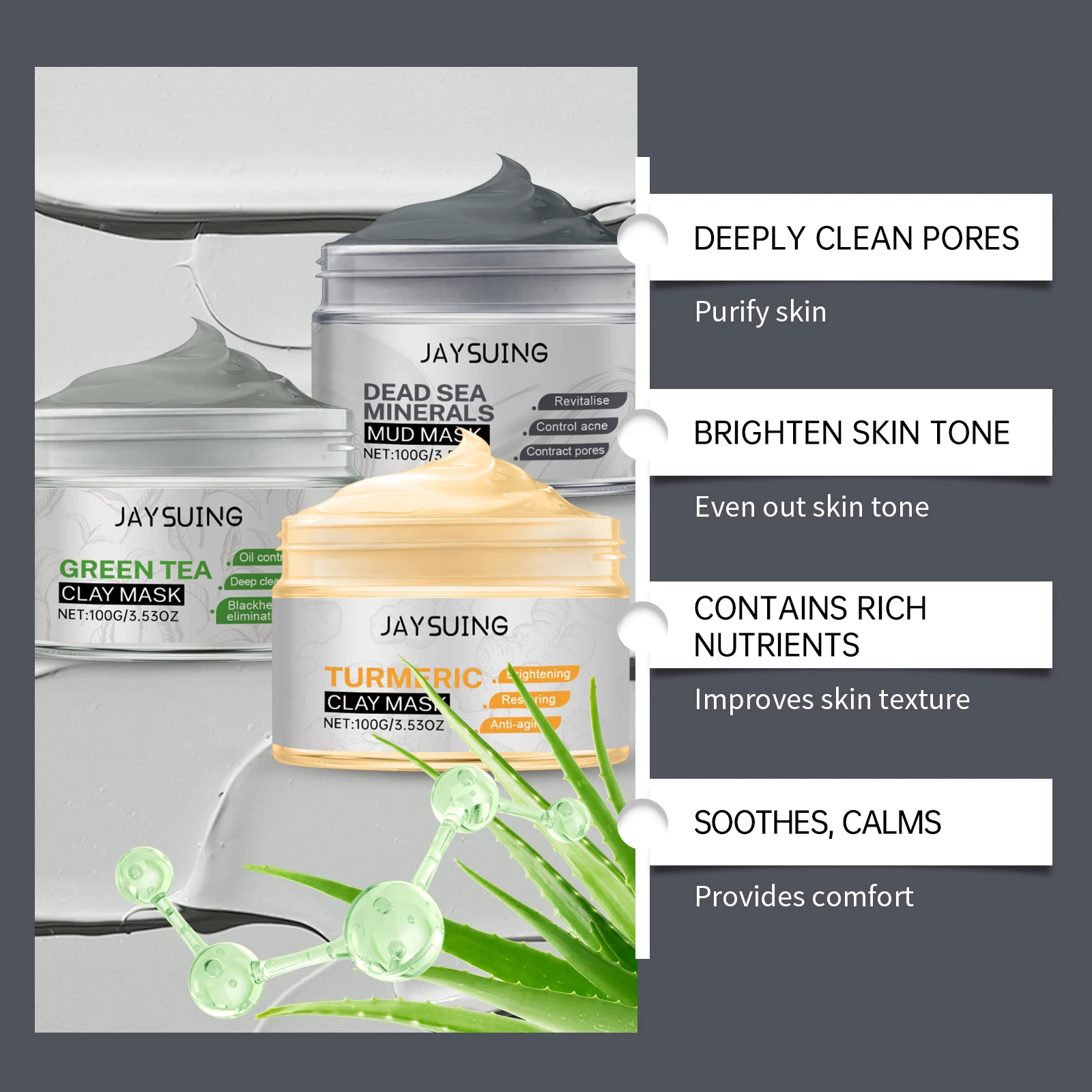 Jaysuing – masque de boue aux minéraux de la mer morte, nettoie les Pores, contrôle du sébum, alimentation en profondeur, hydratation efficace, éclaircissant, soins pour la peau du visage