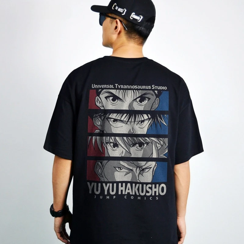 Camiseta de manga corta de la colección YuYu Hakusho, con motivos del anime YuYu Hakusho, para hombre y mujer, ideal para el verano, de corte holgado y confeccionada en algodón.