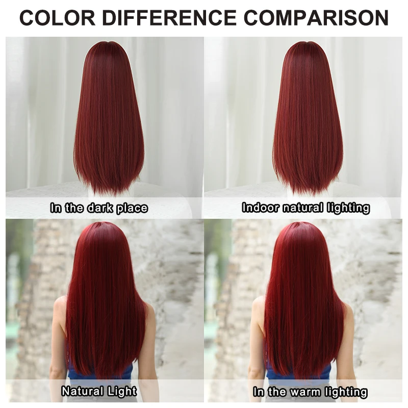 7JHH WIGS Costume Wig Synthetic Long Straight Red Wig for Women Cosplay High Density Scarlet Middle Part Hair Lolita Wigs