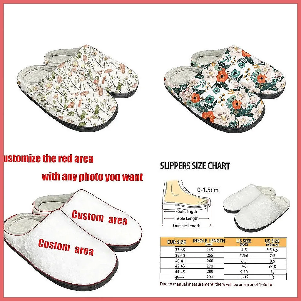 

**Floral Anime Plush Slippers for Women & Men, Warm Non-Slip Home Shoes**