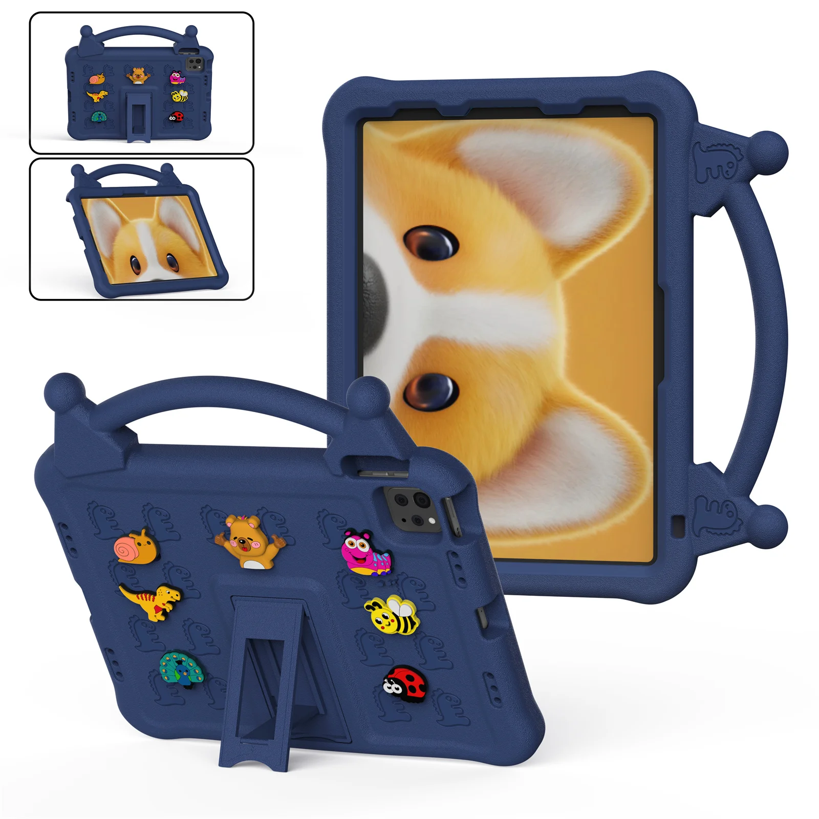 Cartoon EVA Tablet Case for iPad Pro 11 (2025) / (2024) / (2022) / (2021) / (2020) / (2018) / Air (2022) / (2020) , Kickstand Ki