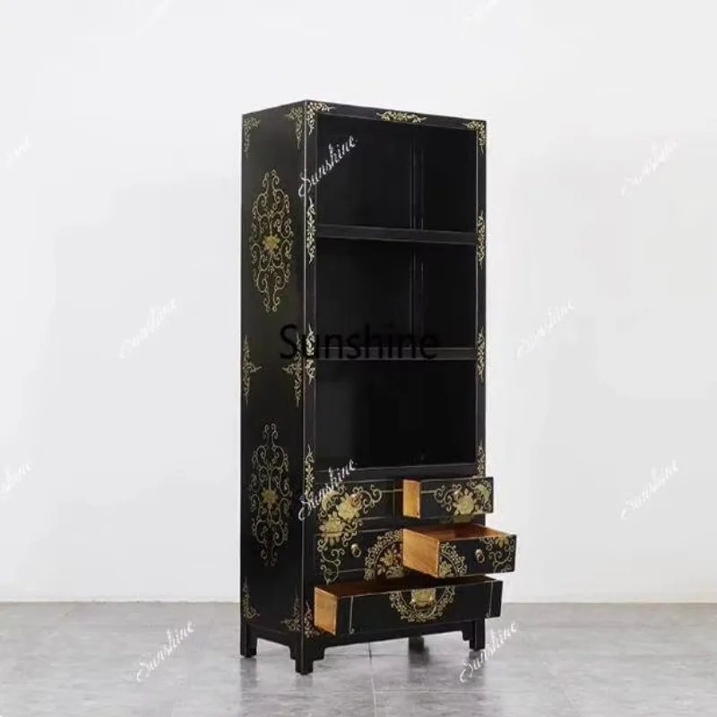

Antique, hand-painted gold display cabinet, small decorative wine cabinet