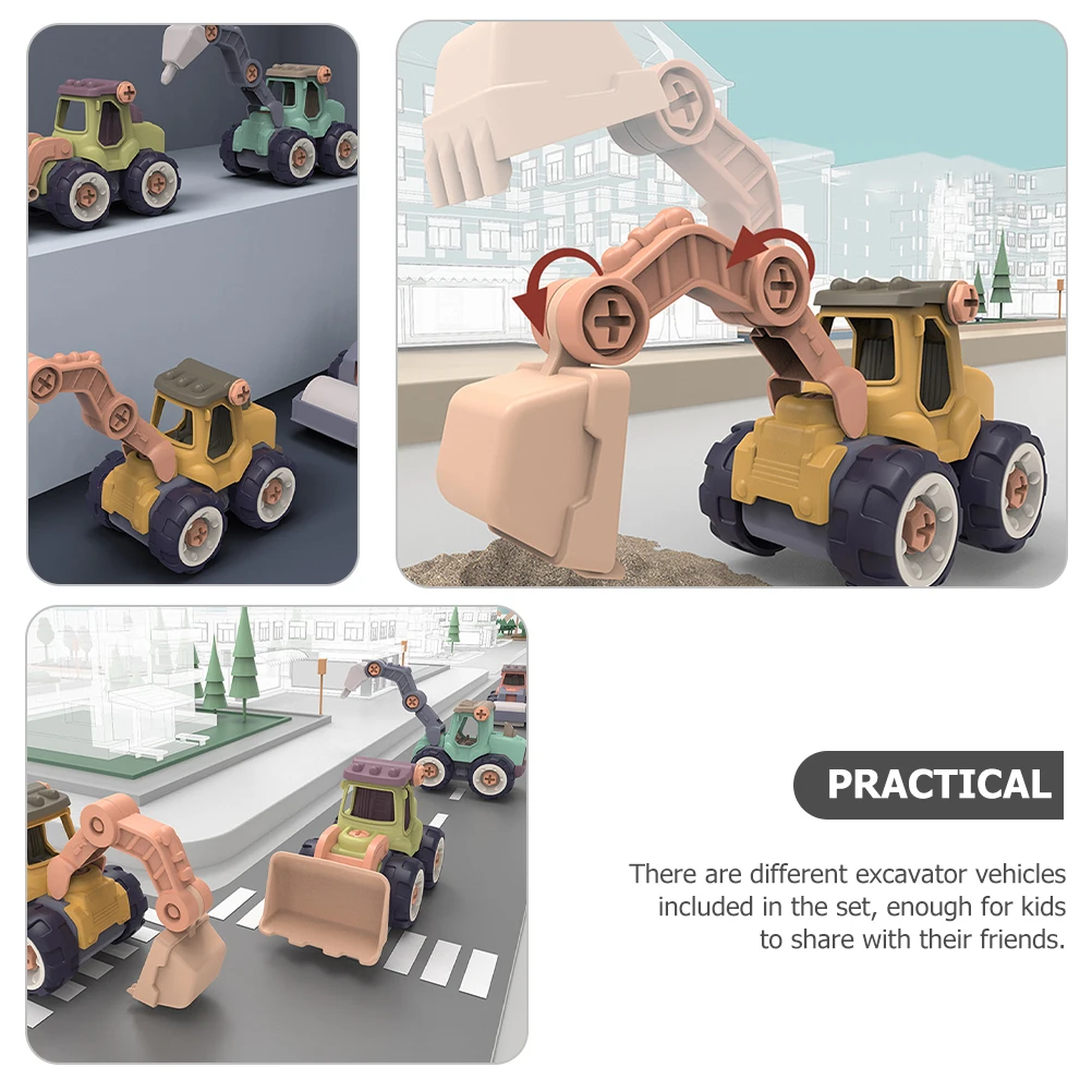 Véhicule de Simulation pour enfants, assemblage éducatif pour garçons, ensemble de jeu préscolaire, voiture en plastique, motricité Fine, 4 pièces