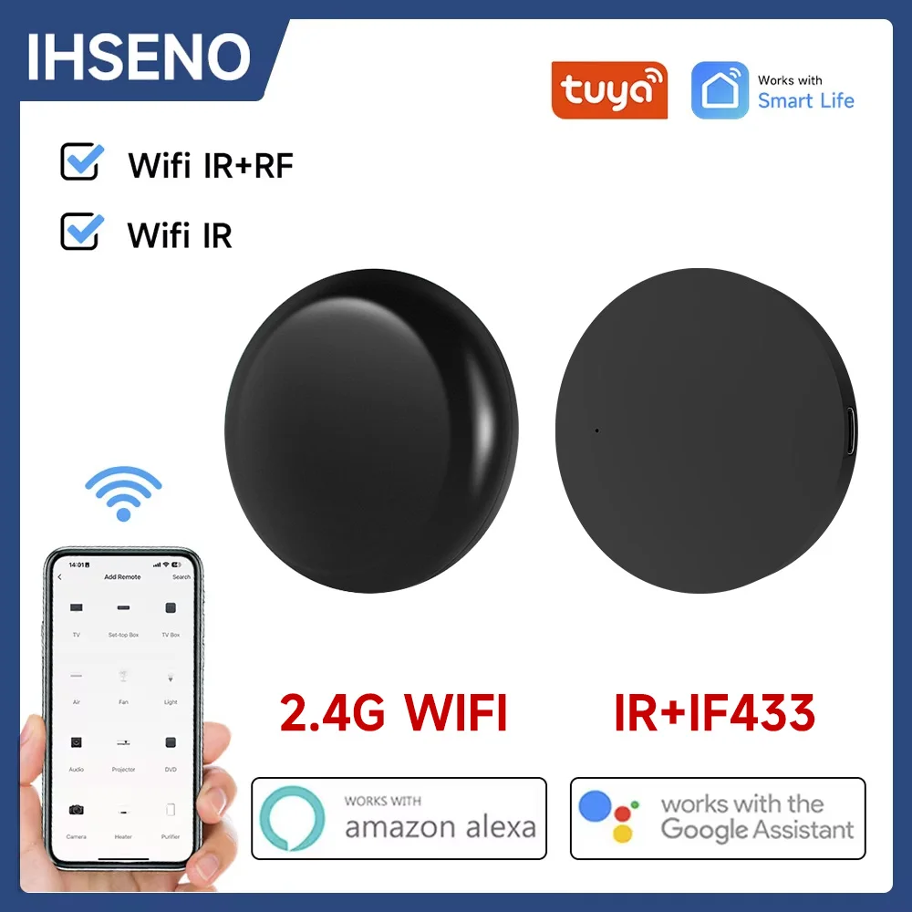 Tuya Wifi inteligente IR Control remoto Wifi IR RF Control remoto infrarrojo Universal para soporte de hogar inteligente Alexa Google Home