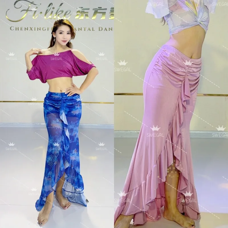 

Индивидуальное платье для танца живота Swegal, кружевная сумка, комплект с юбкой на бедрах, костюмы для восточного танца, три цвета