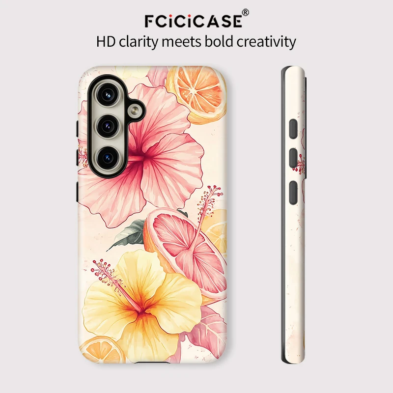 Etui na telefon Fcicicase do Samsung Galaxy A36 A26 A 26 A16 A56 5G Silikonowe kwiatowe pomarańczowe dwuwarstwowe odporne na wstrząsy matowe etui