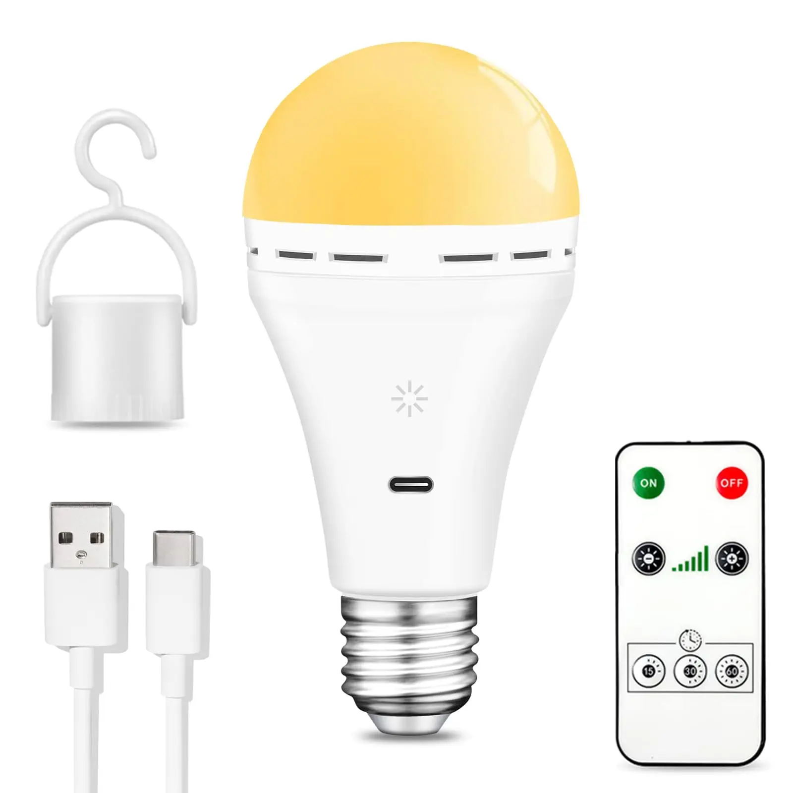 Ampoule LED aste par USB pour lampes de table chaudes, E26, contrôle tactile, intensité variable, minuterie, éclairage de secours domestique