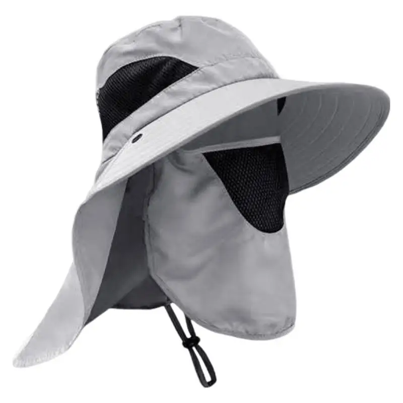 UV Protection Hat Mesh Wide Brim Fishing Hat With Face Cover & Neck Flap Bucket Hats Sun Protection Hat For Beach Fishing Hiking