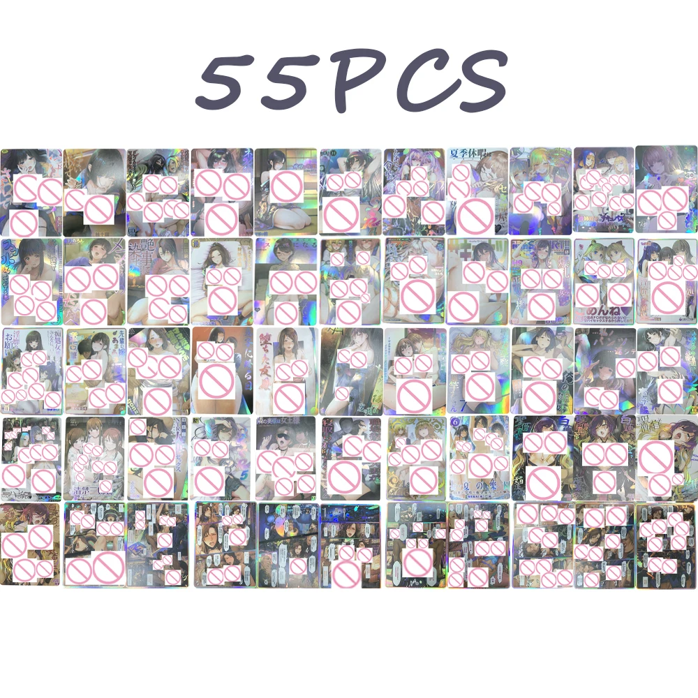 55Pcs/set Anime Sexy Nude Collection Card Big Breasted Beauties Cards Refractive Color Flash Otaku Gifts