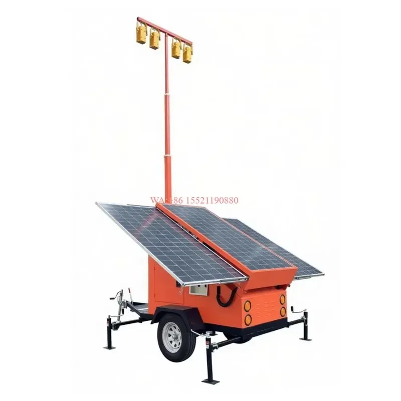 wmwmnu for 9m Mobile Solar Energy Workstation Heavy Duty 4x150W LED Light Tower IP67 Rated for Mining Oilfield and Industrial
