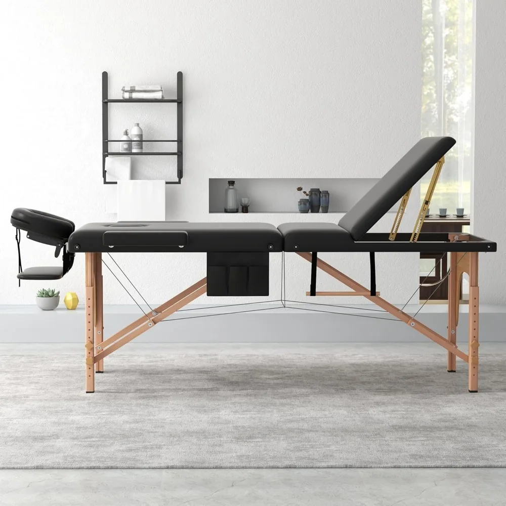 Table de massage portable avec poignées amovibles, lit tatto pour cils, lit facial spa réglable, berceau pour le visage, 3 spams, recommandé