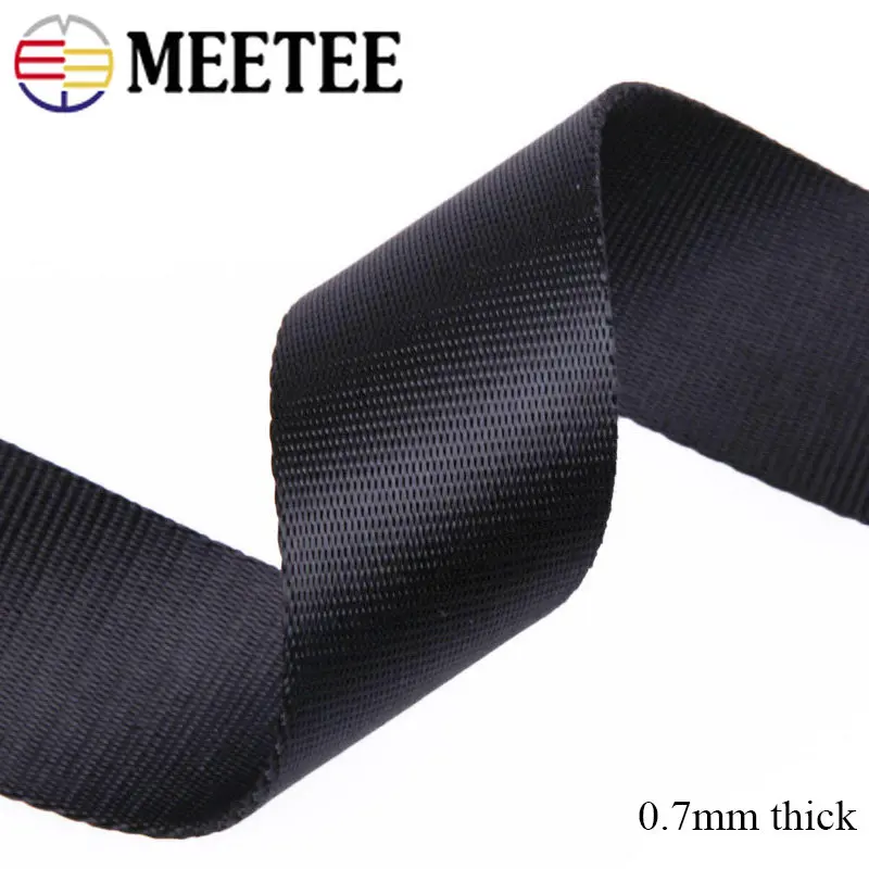 Meetee 4M 10-100mm Black Nylon Webbing Tape Backpack Strap Pet Collar Safety Belt Ribbon Band DIY Bag Clothing Sewing Accessory