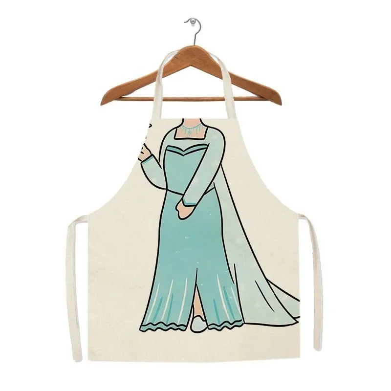Modern Basit Prenses Desenli Önlük - Kolsuz Keten Mutfak Pişirme ve Pişirme Önlüğü, Ev Temizliği için İdeal
