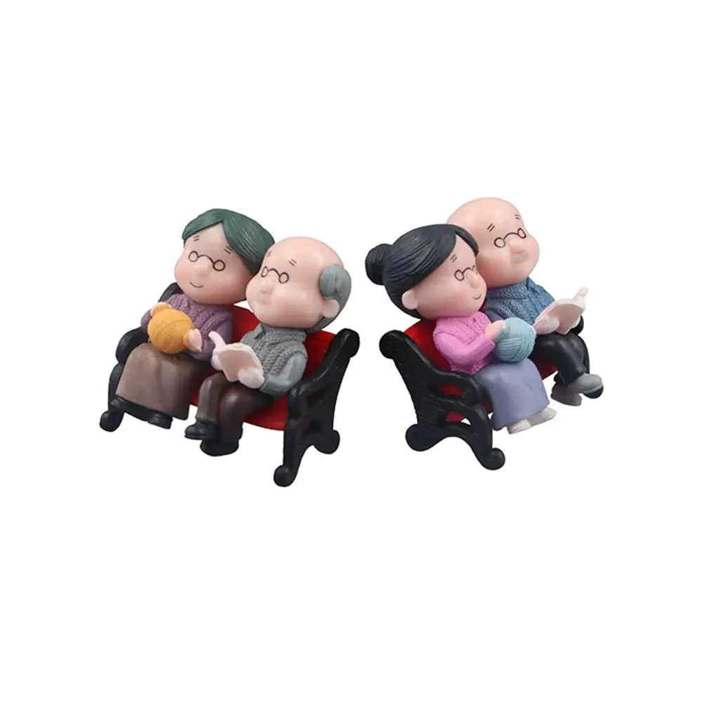 With Chair Dollhouse Grandpa Couple Home Micro Landscape Miniatures Ornaments Christmas Decoration Fairy Garden Figurines