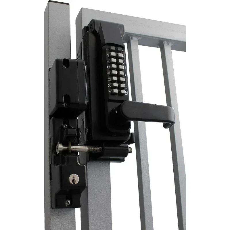 Jet Black Marine Grade Mechanical Double Combination Surface Mount Lever Gate Lock, Large