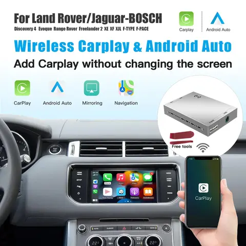CARABC Wireless Carplay Android Auto เหมาะสําหรับ Land Rover Jaguar Bosch Discovery 4 Evoque Freelander 2 XE XF XJL Mirroring Decorder