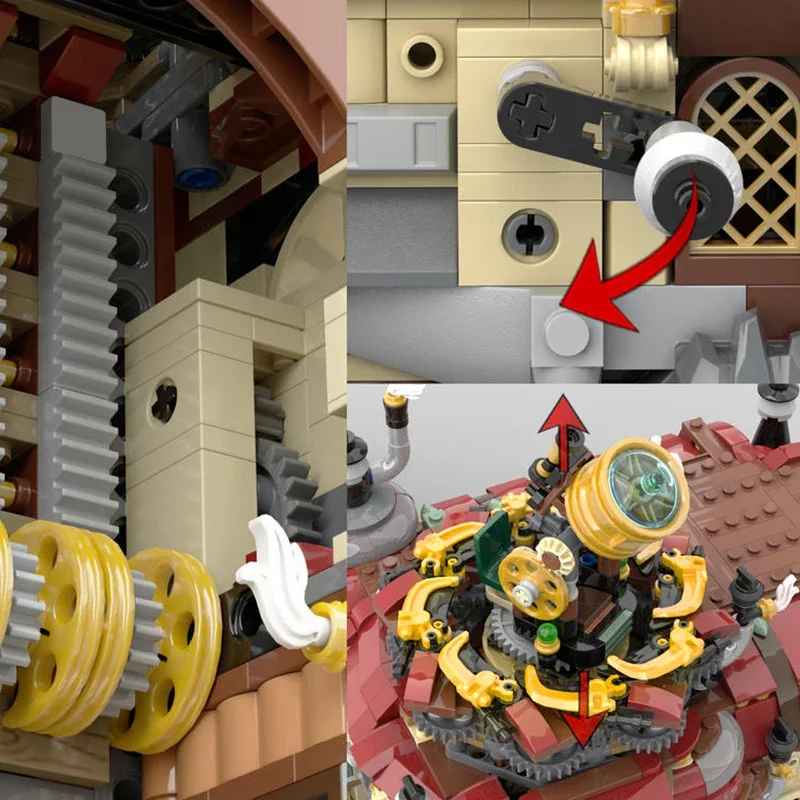 Bricklink Ideas Steam-Punk City Medieval Castle Steam Powered Science House MOC-121751 Set Building Blocks Toys Children Gift