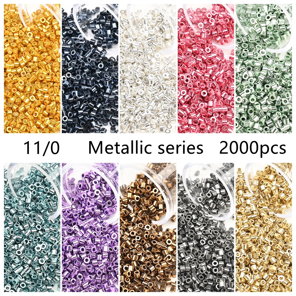 2000pcs 11/0 Metallic Color Japan Glass Beads Colorful Small Charm Beads For Jewelry Making DIY Bracelet Handmade Sewing