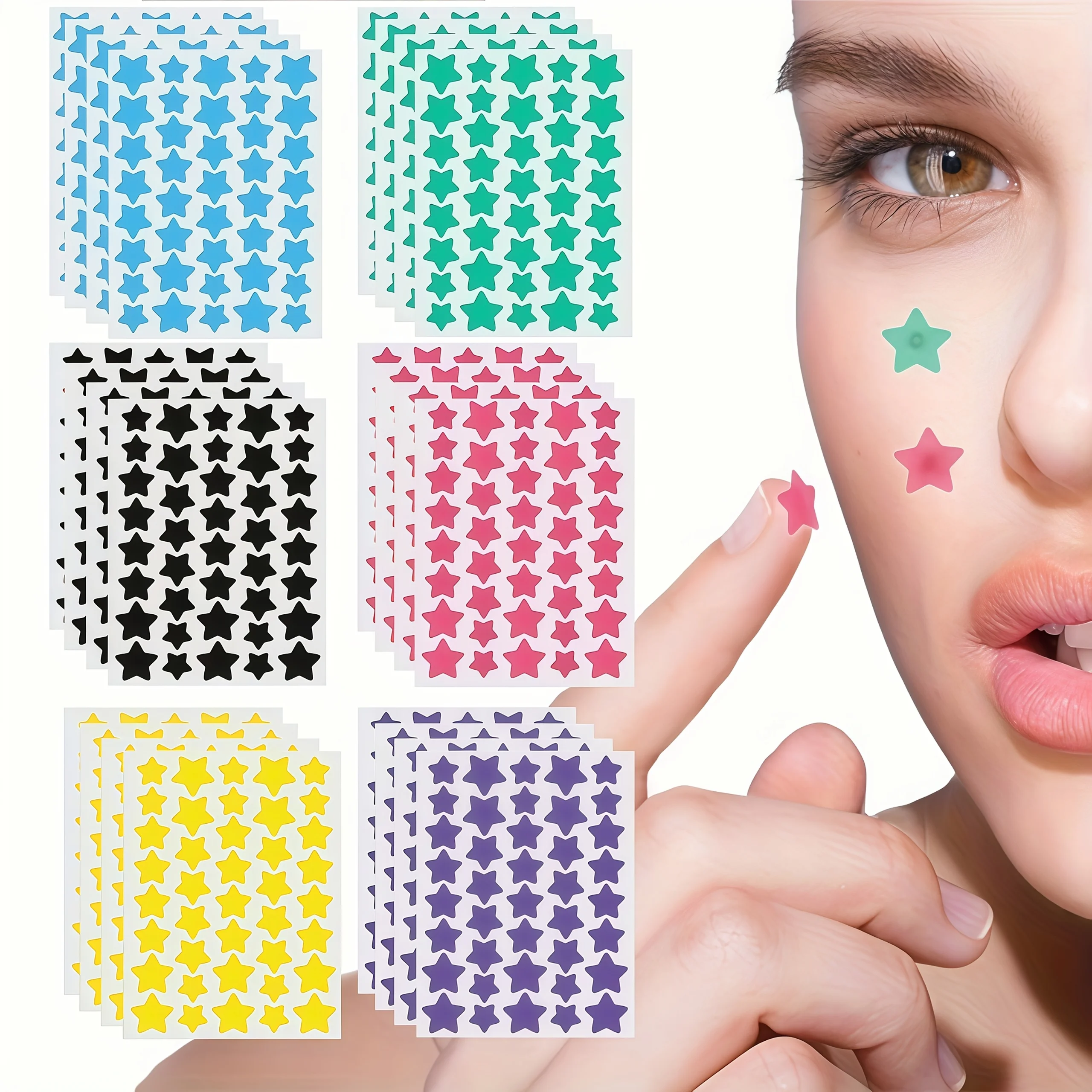 240 Count Superstar Hydrocolloid Pimple Patches - Cute Star-Shaped Cover, Colorful & Shiny, Fragrance-Free, Paraben-Free, Suitab