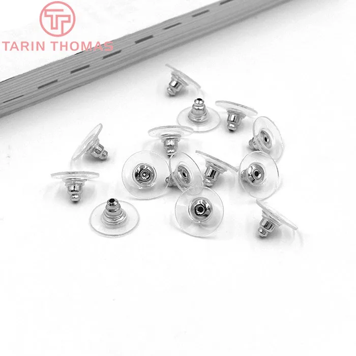 (4108)100PCS 11MM Gold Color Siver Color Iron+Plastic Earring Back Diy Jewelry Findings Accessories
