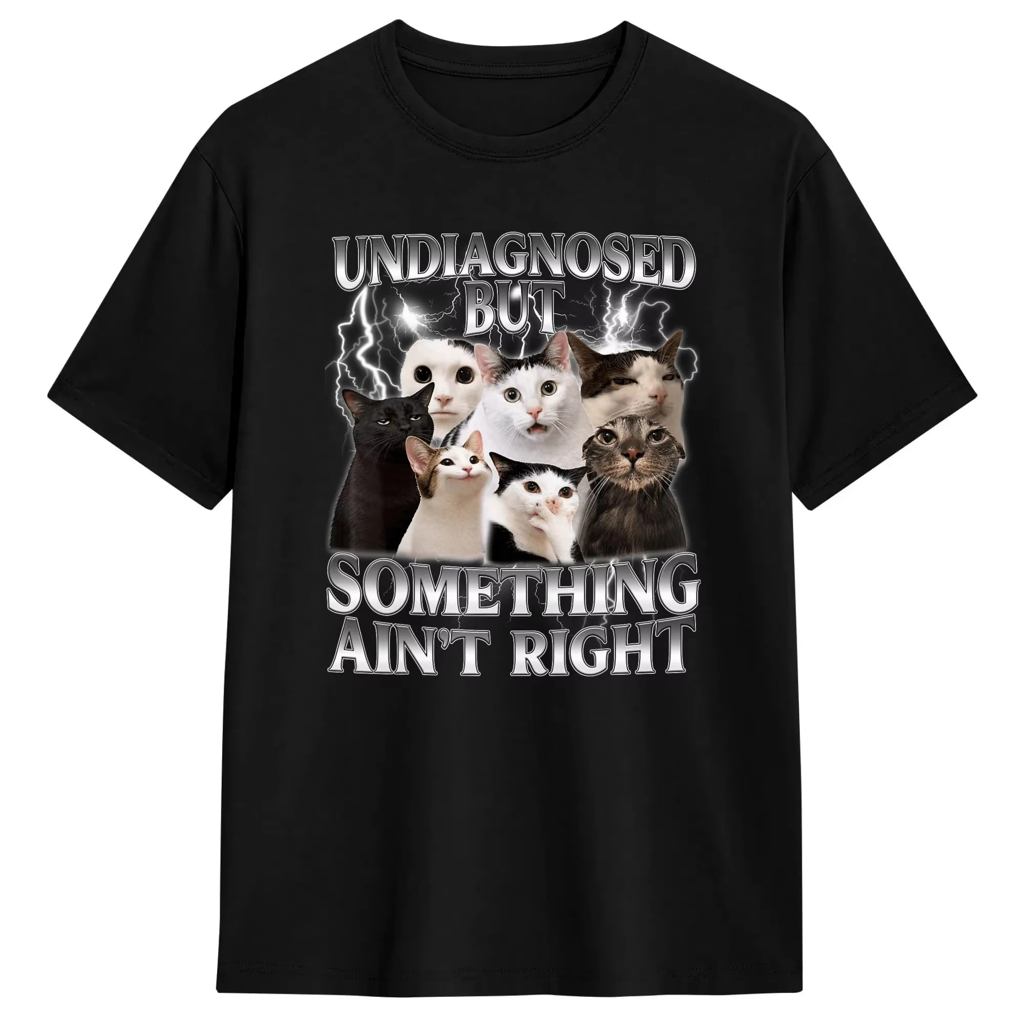 Undiagnosed But Something Ain‘t Right Horse with Orca Funny Meme T-shirt Men Women Fashion Short-sleeve Cotton Casual T-shirts