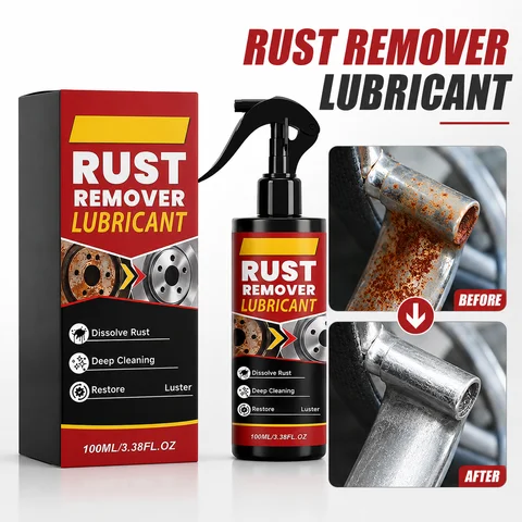 Spray Removedor de Ferrugem e Lubrificante para Peças Metálicas, Limpador Anticorrosão para Peças de Carro, Ferramentas, Fechaduras de Portas e Dobradiças - 3 Peças