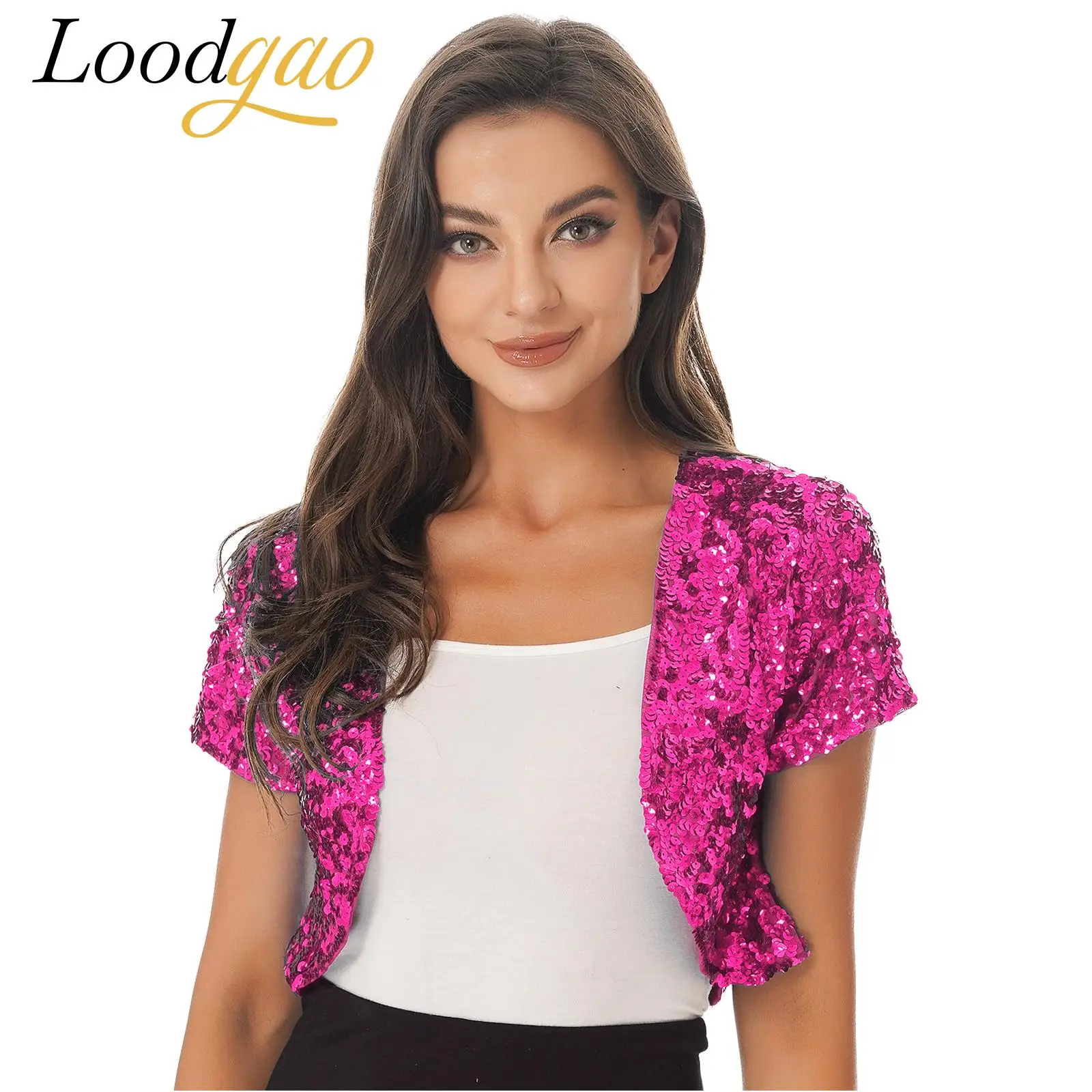 

Women's Music Festival Costume Shiny Sequins Shrug Jackets Bolero Disco Rave Clubwear Cosplay Clubbing Evening Party Club Wear