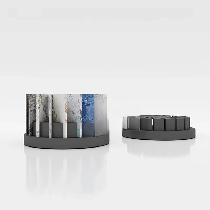 &c Customize Logo Higher Class Steel 360 Rotating Stone Slab Marble Sample Countertop Tile Display Stand for Tile Showroom
