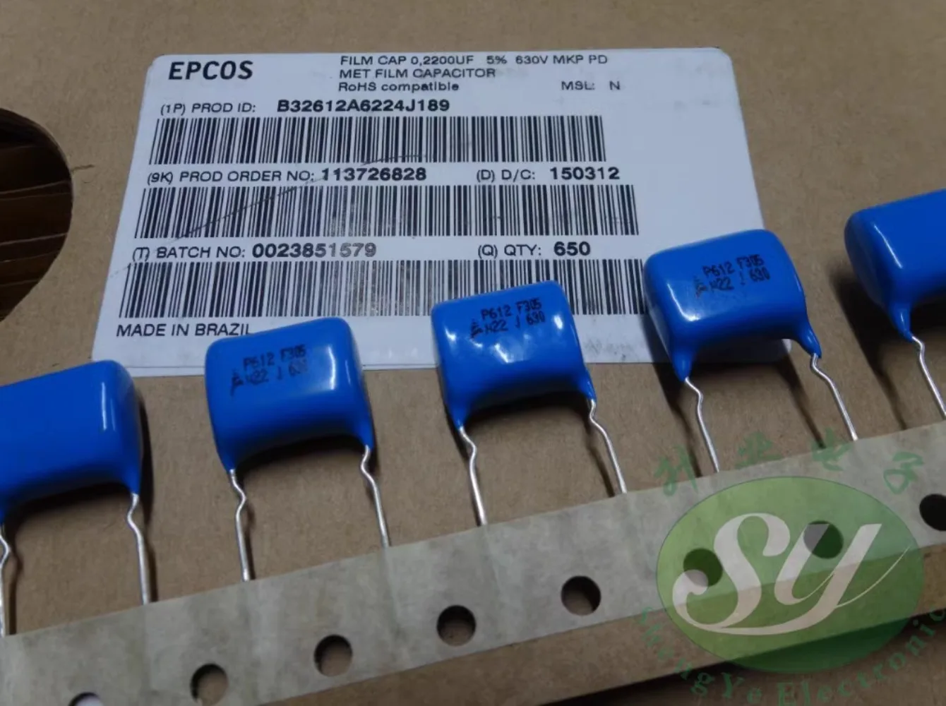 

10PCS EPCOS MKP 0.22uf/630v 220nf u22 224 New film capacitor B32612A6224J