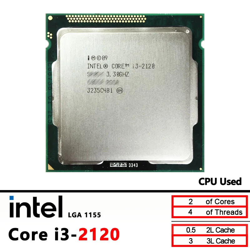 

Двухъядерный процессор Intel Core i3-2120, используемый i3 2120, 3,3 ГГц, 3 МБ, 65 Вт, LGA 1155