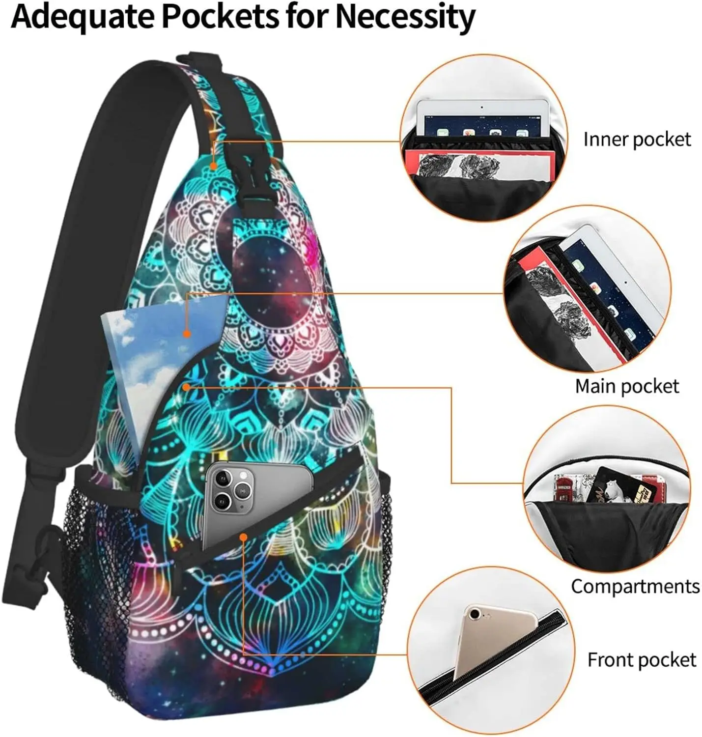 Sling Bag Crossbody Backpack Women Men Travel Chest Bag Casual Outdoor Sports Running Hiking