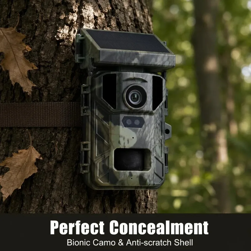 SUNTEKCAM MINI800S Solar Trail Camera, 50MP 4K UHD Wildlife Hunting Camera, 0.3s Motion Activated, 120° Wide Angle, IP65 Waterpr