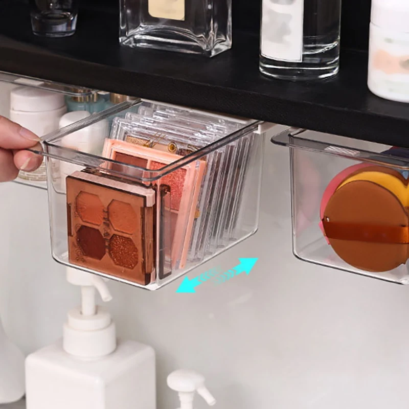Transparent Bathroom Cotton Stick Makeup Cotton Bathroom Pull-Out Storage Drawer Style Storage Box Under The Mirror Cabinet