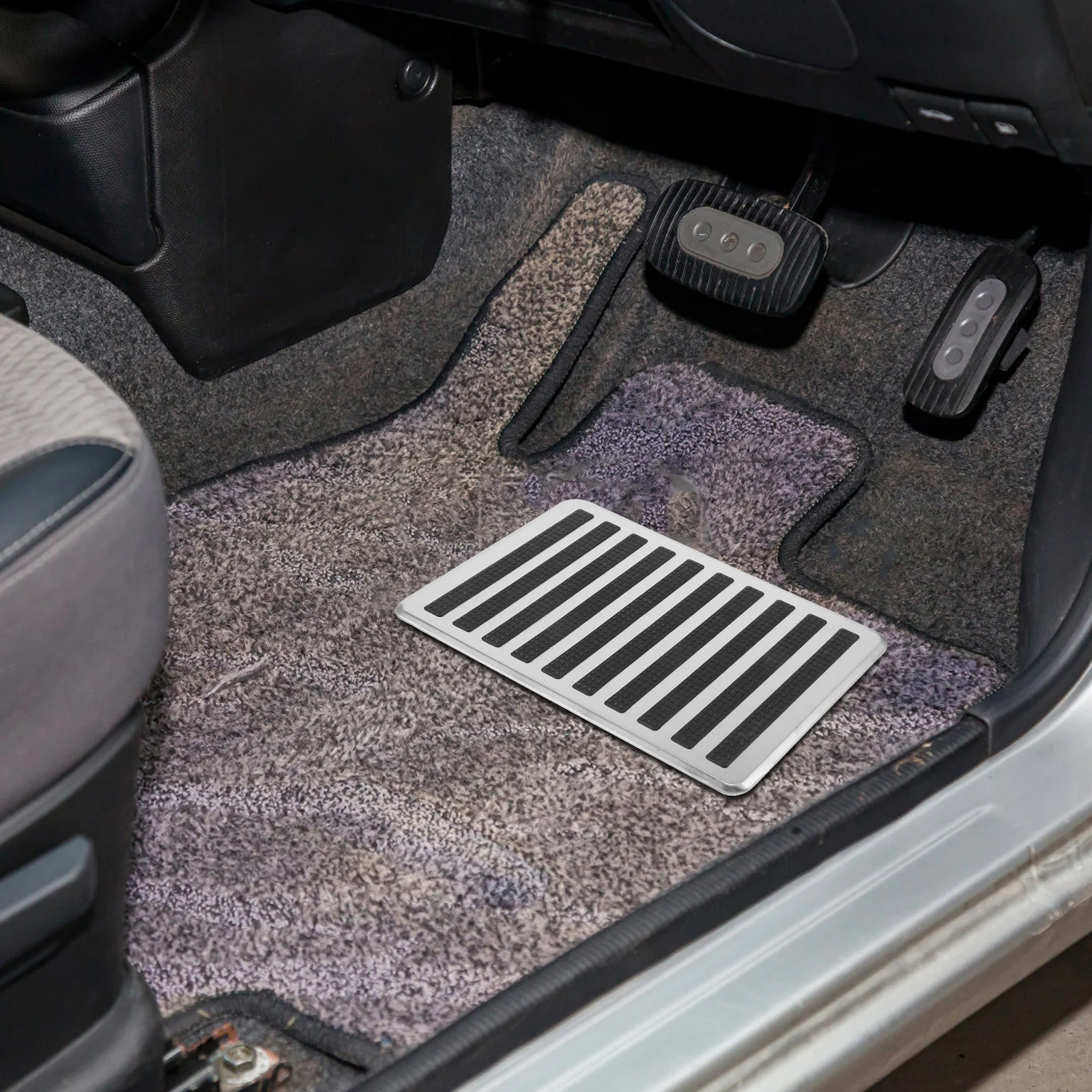 

Square Patch Car Floor Protector Stainless Steel Auto Mat Durable Antislip Truck Foot Plate Rest Heel Pedal Footrests