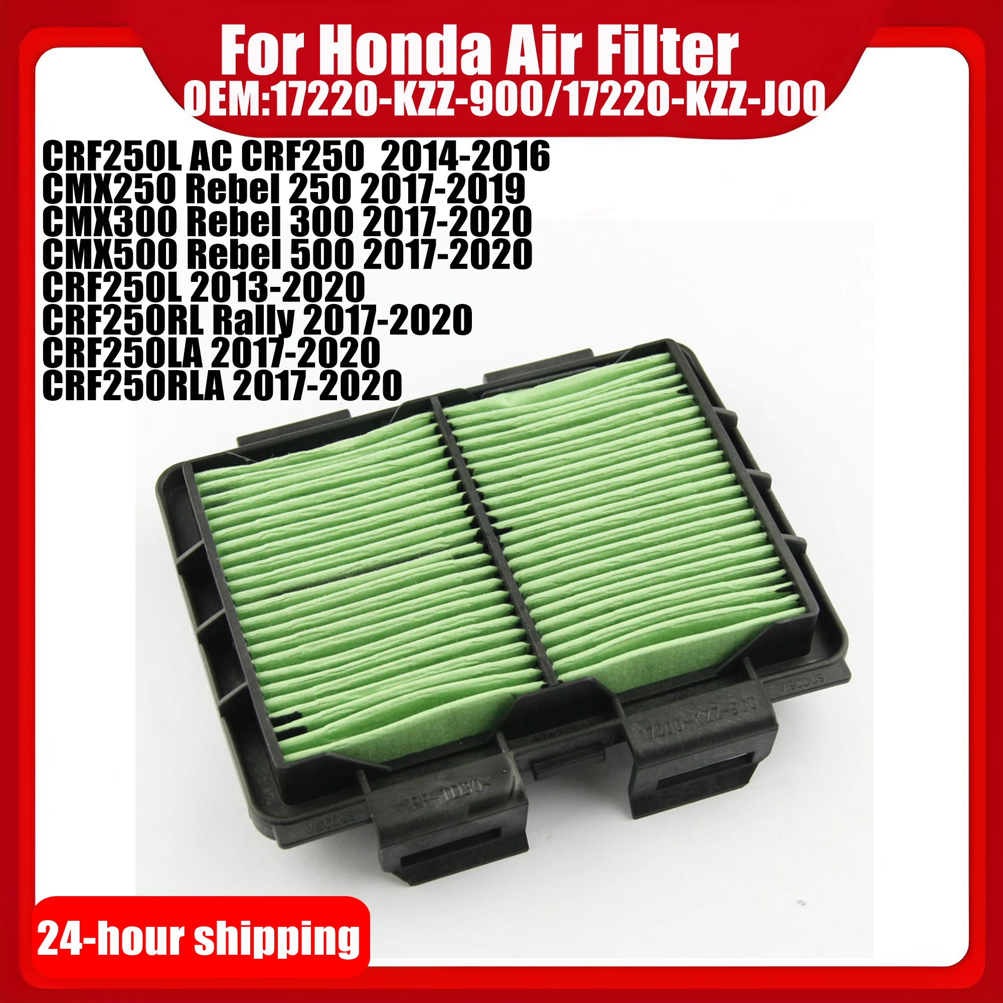 Filtro de Aire para Motocicletas Honda CRF250L AC CRF250 CMX250 Rebel 250 CMX300 Rebel 300 CRF250L OEM:17220-KZZ-900 17220-KZZ-J00