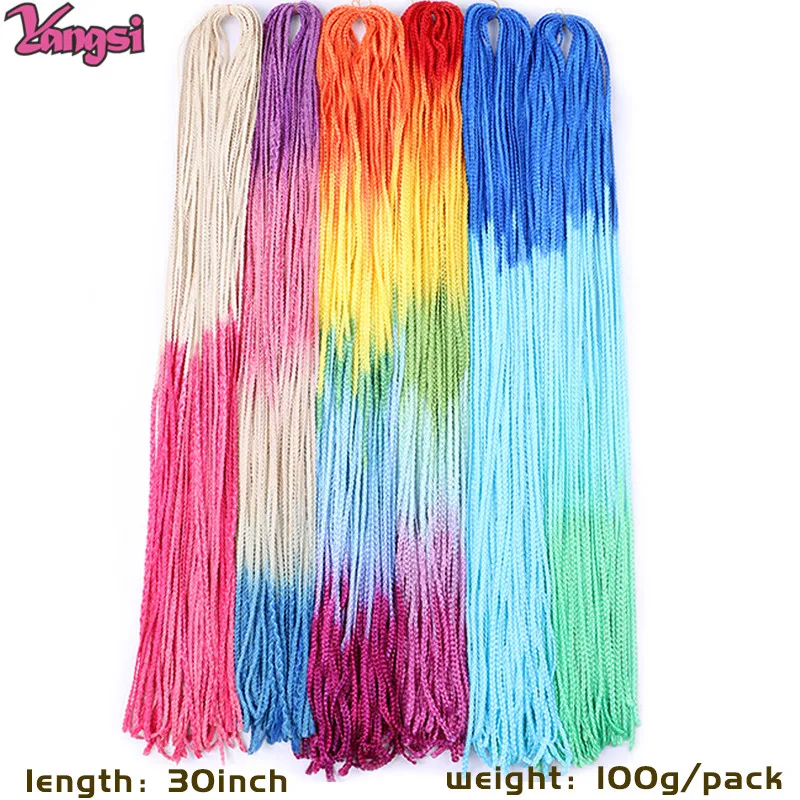 Long Straight Zizi Braids Hair Extensions Synthetic Hair Ombre Colorful 613 Blonde Pink Thin Box Braids Zizi Braids Hair