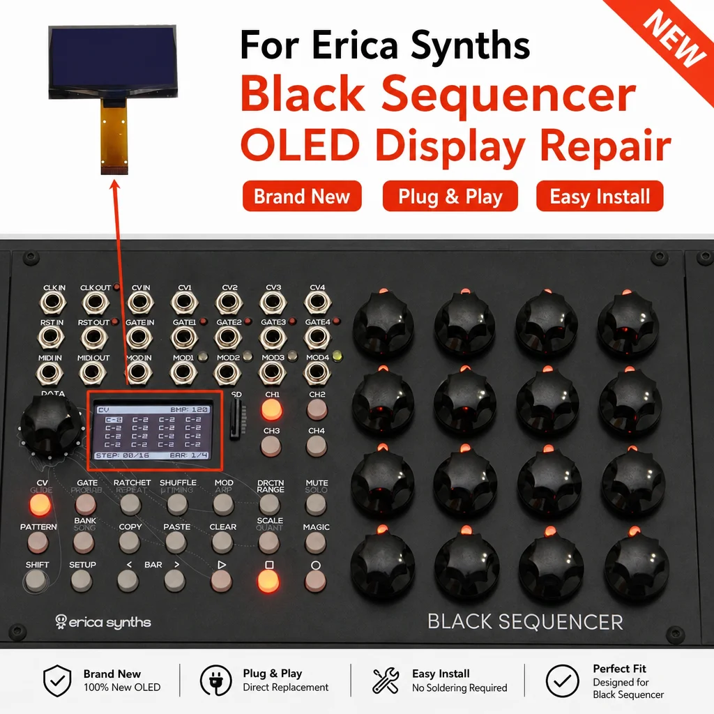Brand New OLED Display Replacement Screen for Erica Synths Black Sequencer Eurorack Module Repair Part