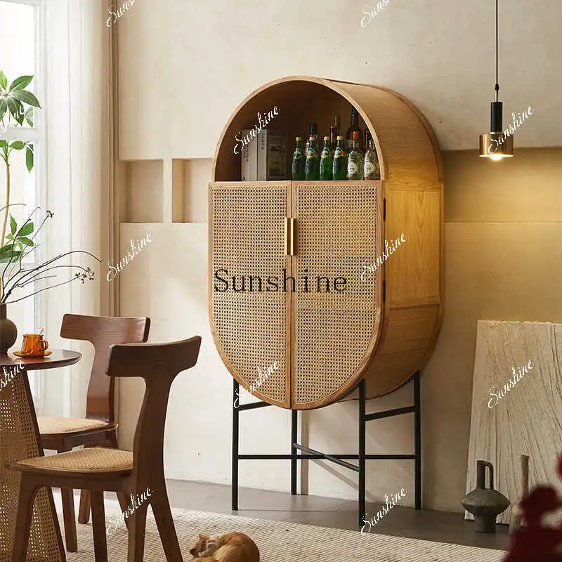 

Wabi-sabi Japanese rattan dining side log wind storage living room storage porch chest FT