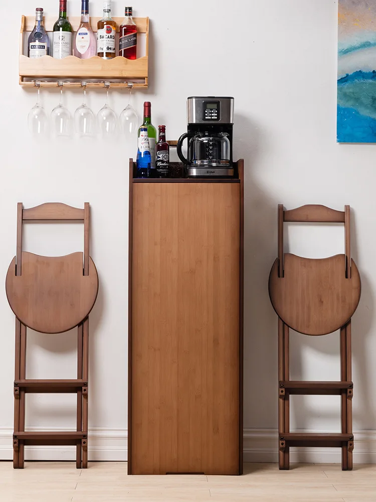 Solid wood folding bar table Home window Modern small bar Living room high Balcony dining table Free installation