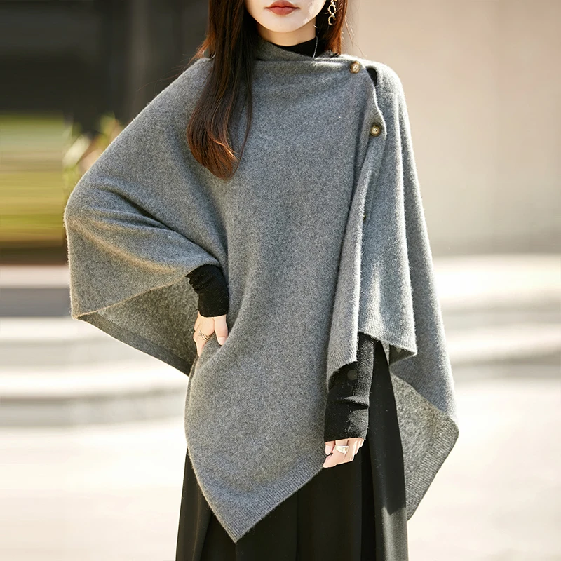 

Fall/Winter Shawl Women's 2025 New Warm 100% Pure Wool Knitted Sweater Cloak Scarf