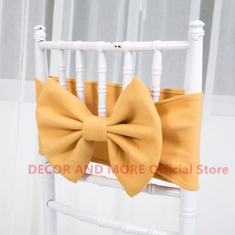 Imagem -04 - Grosso Spandex Cadeira Bandas Bowknot Cadeira Sashes Outdoor Lycra Covers Rosa Vermelho Branco Casamento Hotel Decor 10 Pcs