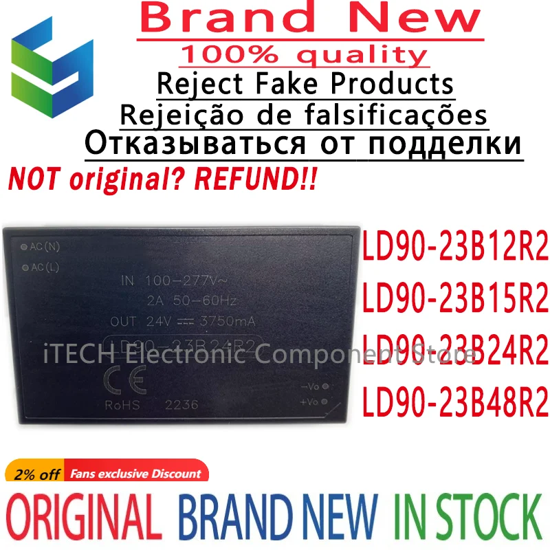 

1pcs Original LD90-23B12R2 LD90-23B15R2 LD90-23B24R2 LD90-23B48R2 Power Module AC-DC Converter