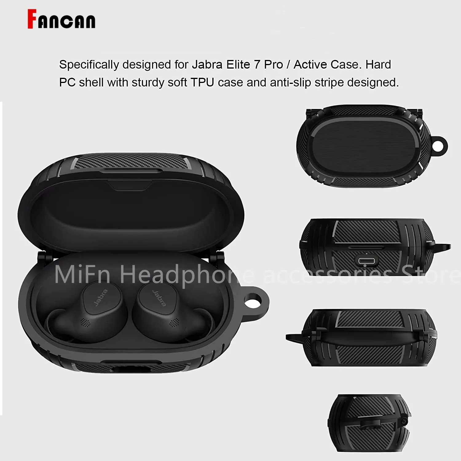 حافظة لهاتف جبرا إيليت 7 برو/إيليت 7 اكتيف/حافظة Elite75T للرجال مع حلقة تسلق على شكل سلسلة مفاتيح درع متين من البولي يوريثان واقي