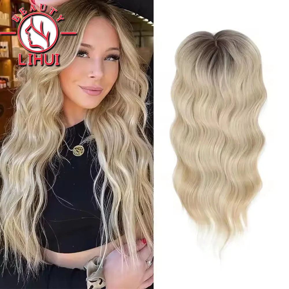 

18 inches Synthetic Topper Wigs Wavy/straight Hairpin Clip On Top Of Woman's Head Hair Extension Piece Naturally Curly Brown